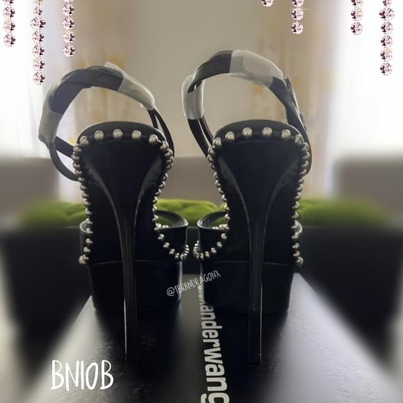 NWT Crystal Studded Platform Heels Open Toe Embellished Ankle Strap Luxury Heel - Picture 10 of 16